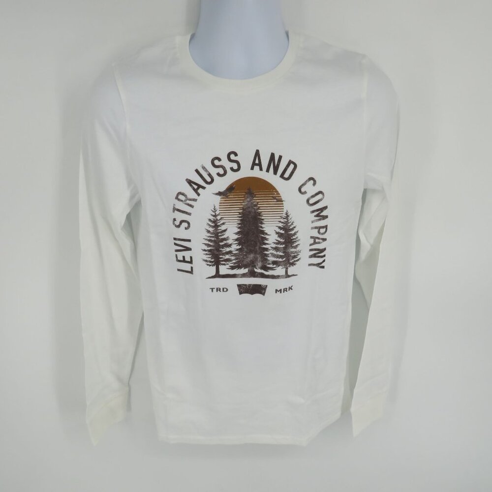 Levis Mens Long Sleeve Graphic Tee Size S White NWT